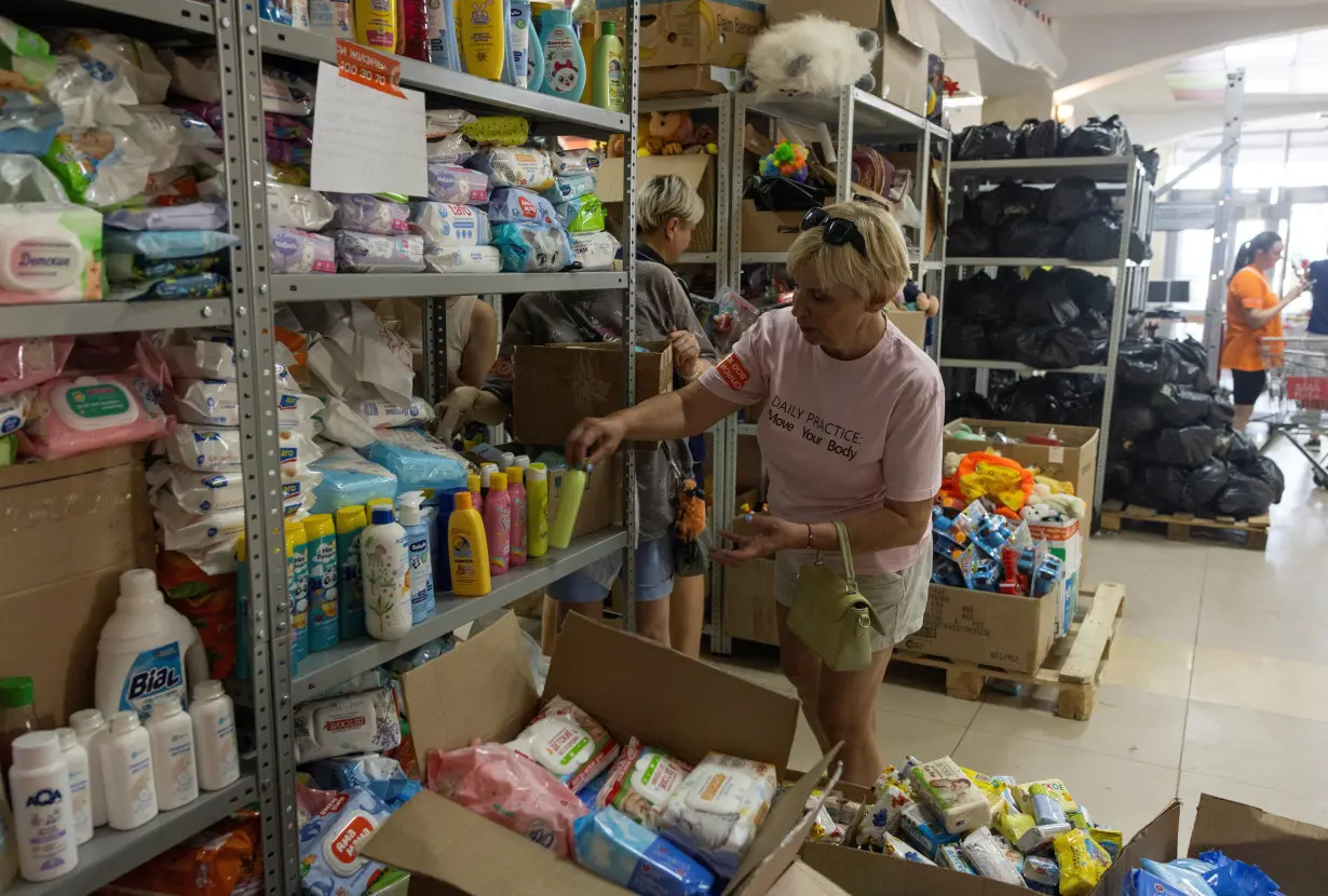 Humanitarian aid distribution center for evacuees from the Kursk region, in Kursk