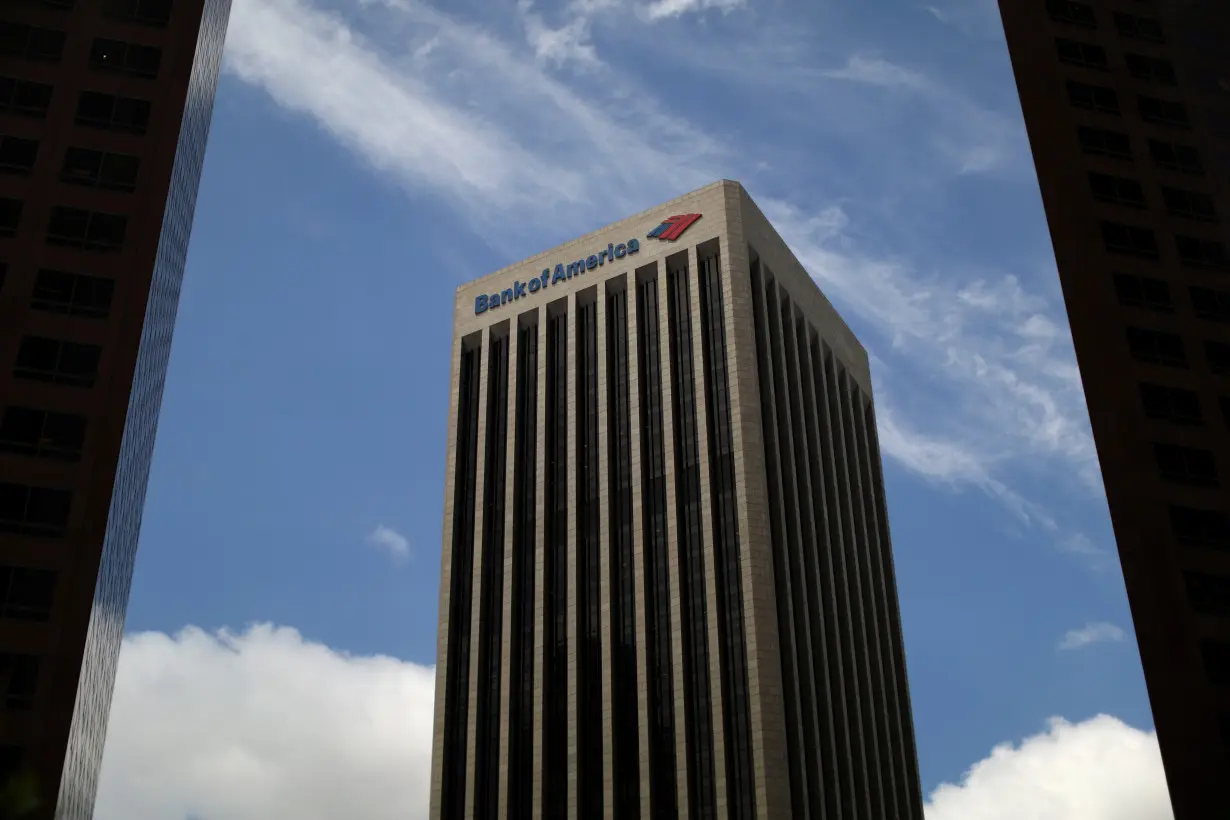 A Bank of America building is seen in Los Angeles