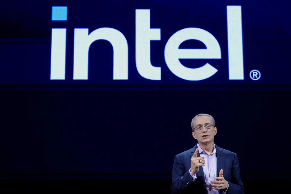 FILE PHOTO: Intel CEO Pat Gelsinger delivers a speech at the COMPUTEX forum in Taipei