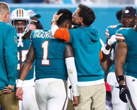 Miami Dolphins quarterback Tua Tagovailoa ‘smiling with his teammates’ and taking things ‘day by day’ after latest concussion