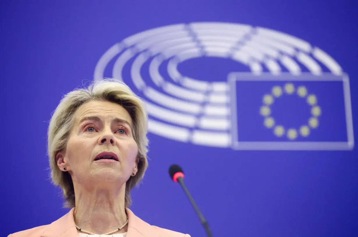 European Commission President Ursula von der Leyen holds a press conference on the suggested structure and portfolios of the college of European Commissioners in Strasbourg