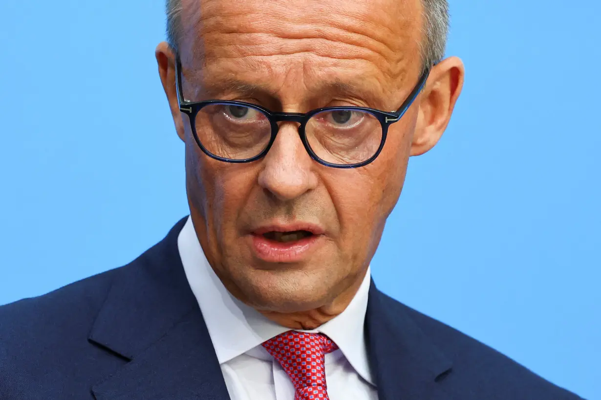 Bavarian State Prime Minister Soeder of the CSU and CDU leader Friedrich Merz hold a press conference, in Berlin