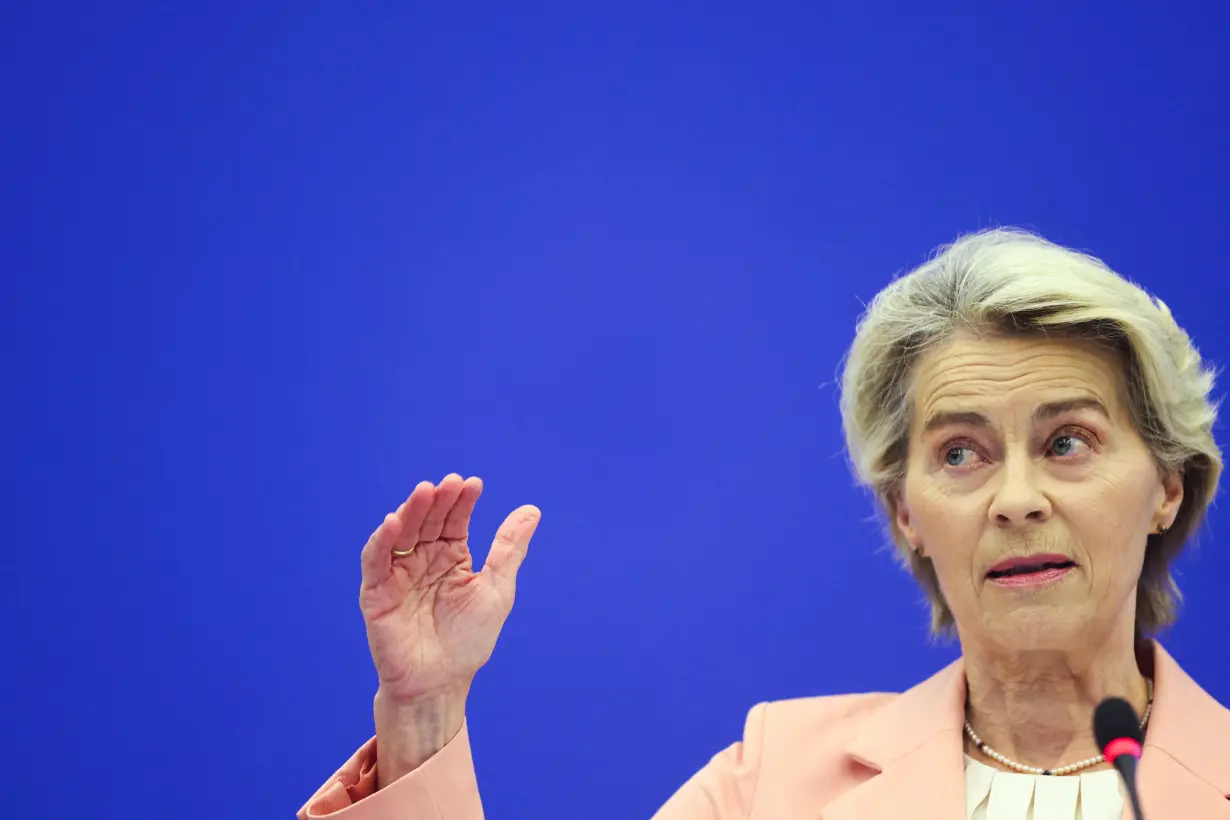 FILE PHOTO: European Commission President Ursula von der Leyen holds a press conference on the suggested structure and portfolios of the college of European Commissioners in Strasbourg