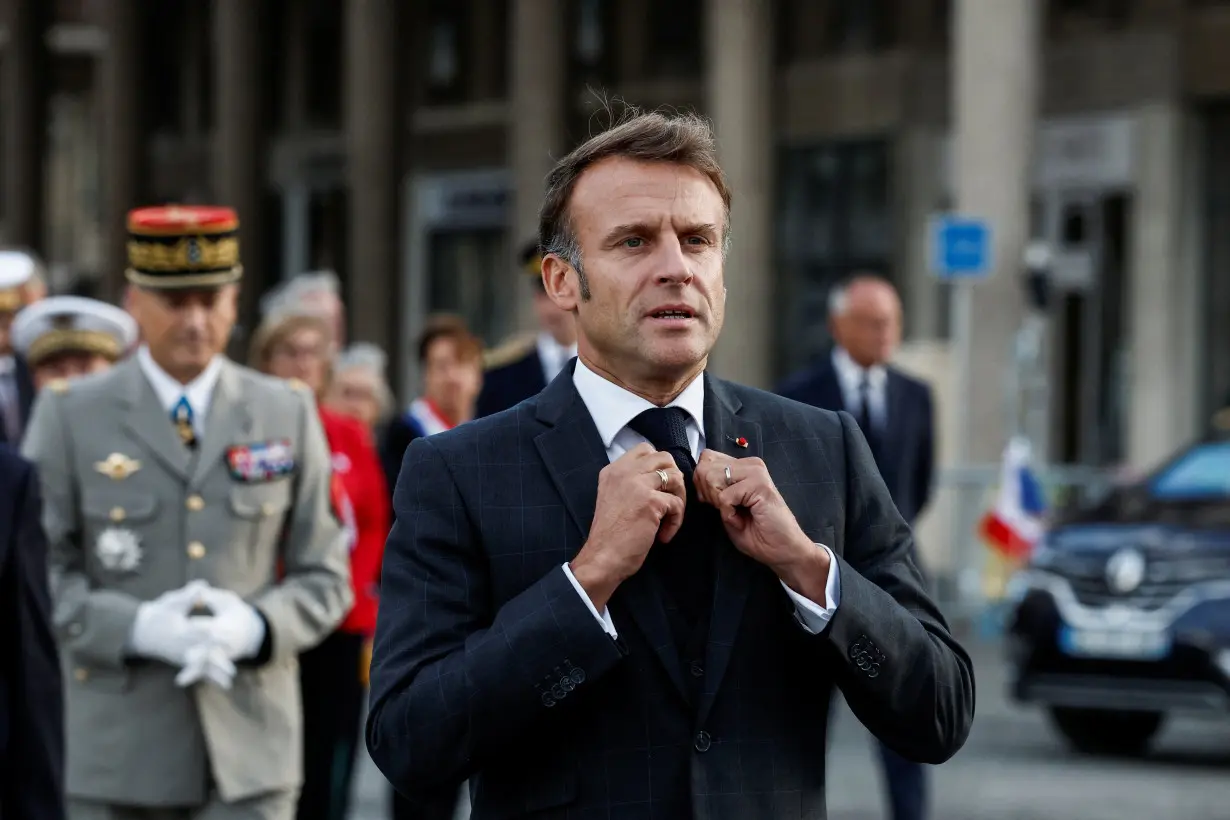 Macron attends a ceremony commemorating WW2 liberation of Le Havre