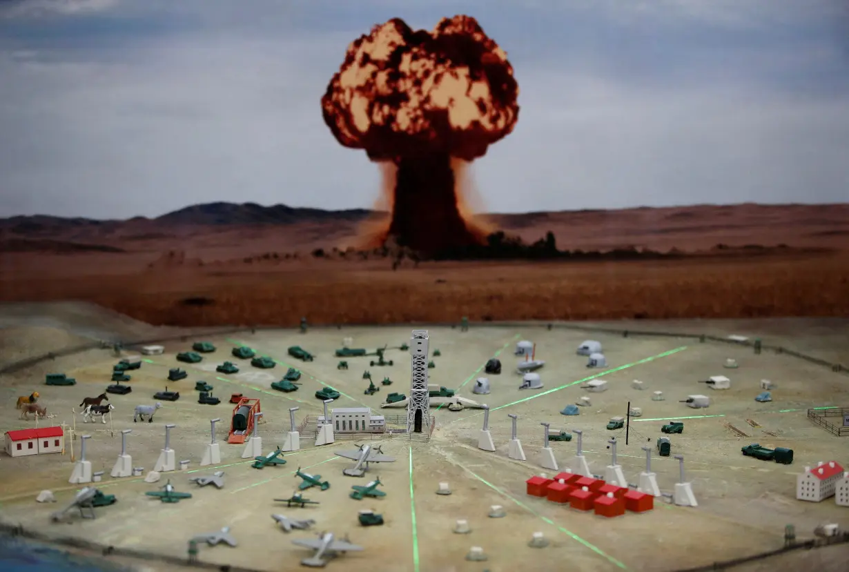 A view shows a model of a nuclear test at the museum of the Semipalatinsk Test Site in Kurchatov