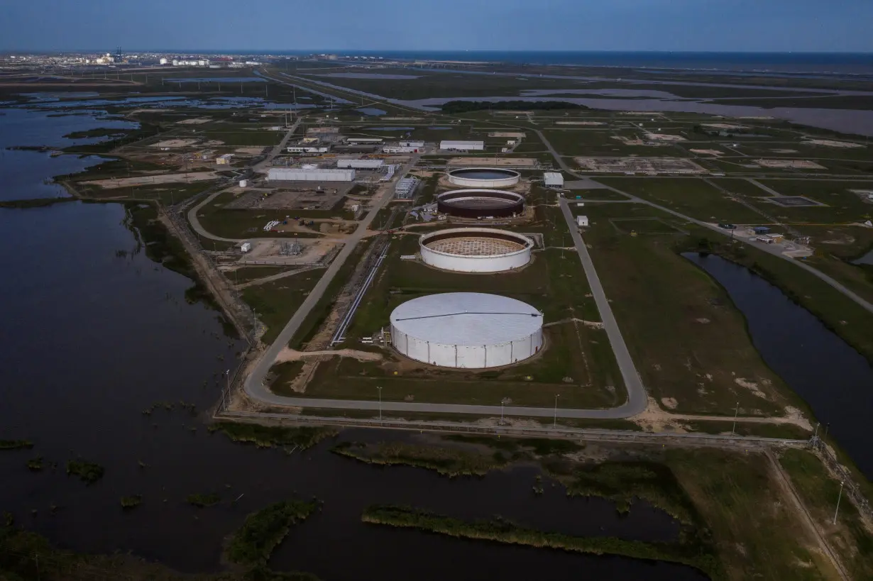 The Bryan Mound Strategic Petroleum Reserve is seen in an aerial photograph over Freeport, Texas