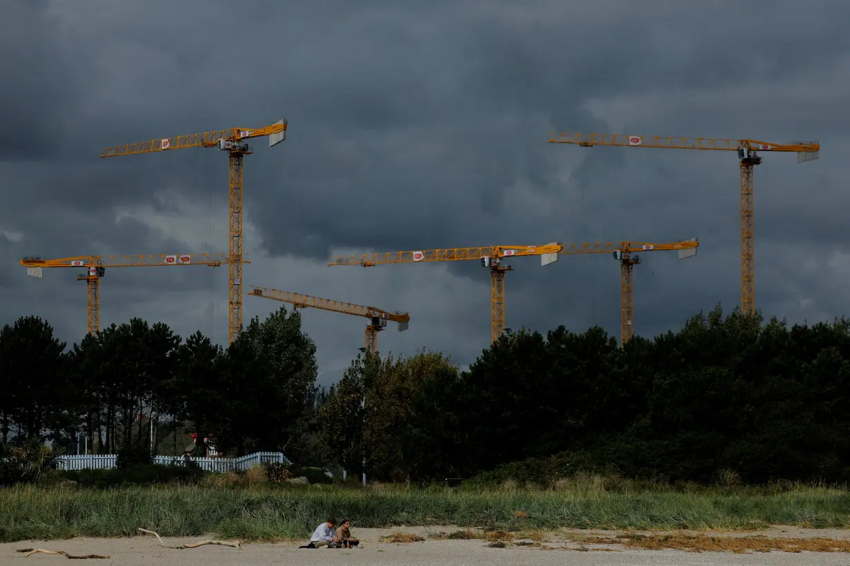 FILE PHOTO: Construction cranes, in Dublin