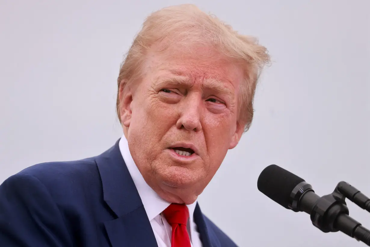 Republican presidential nominee and former U.S. President Donald Trump holds a press conference at Trump National Golf Club, near Los Angeles