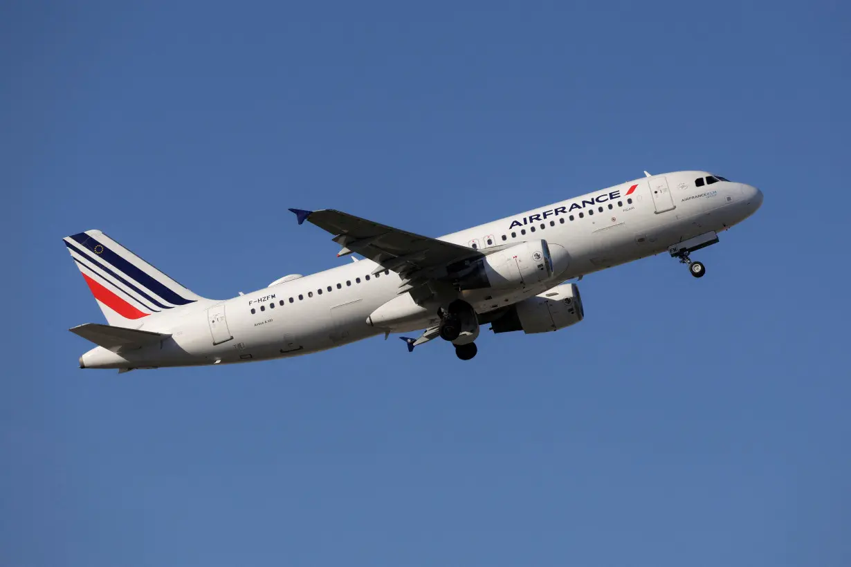 An Airbus A320-214 passenger aircraft of Air France airline, takes off from Malaga-Costa del Sol airport, in Malaga