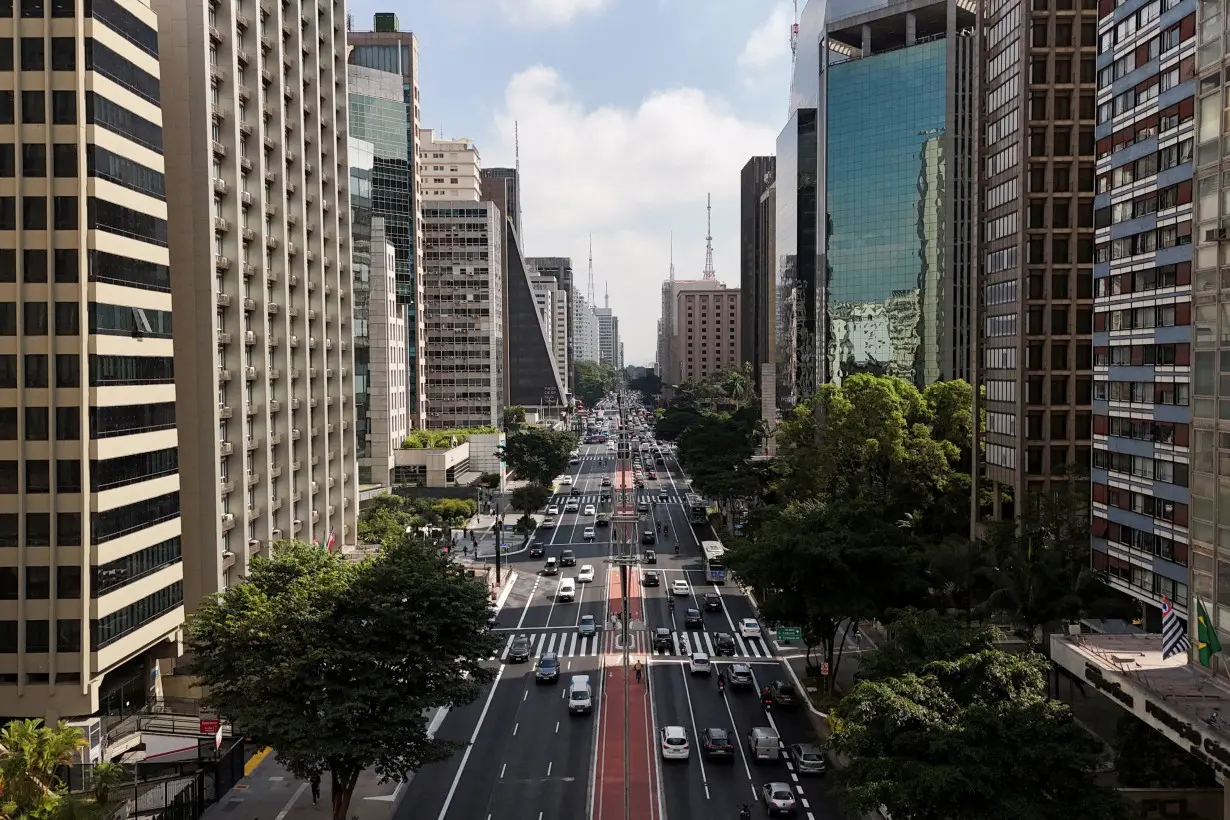 FILE PHOTO: A drone view shows Paulista Avenue in Sao Paulo