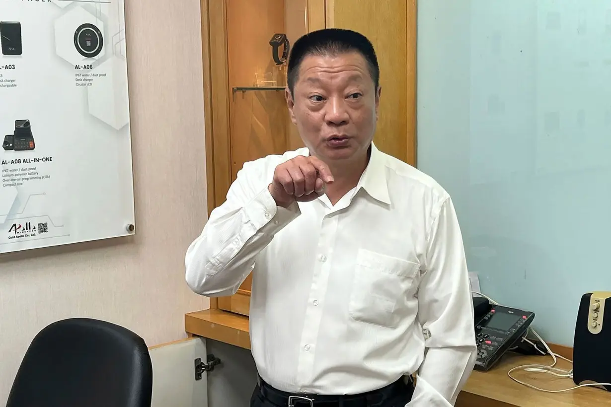 Hsu talks about the Taiwanese company's communication products at its office in New Taipei City, Taiwan on September 18.