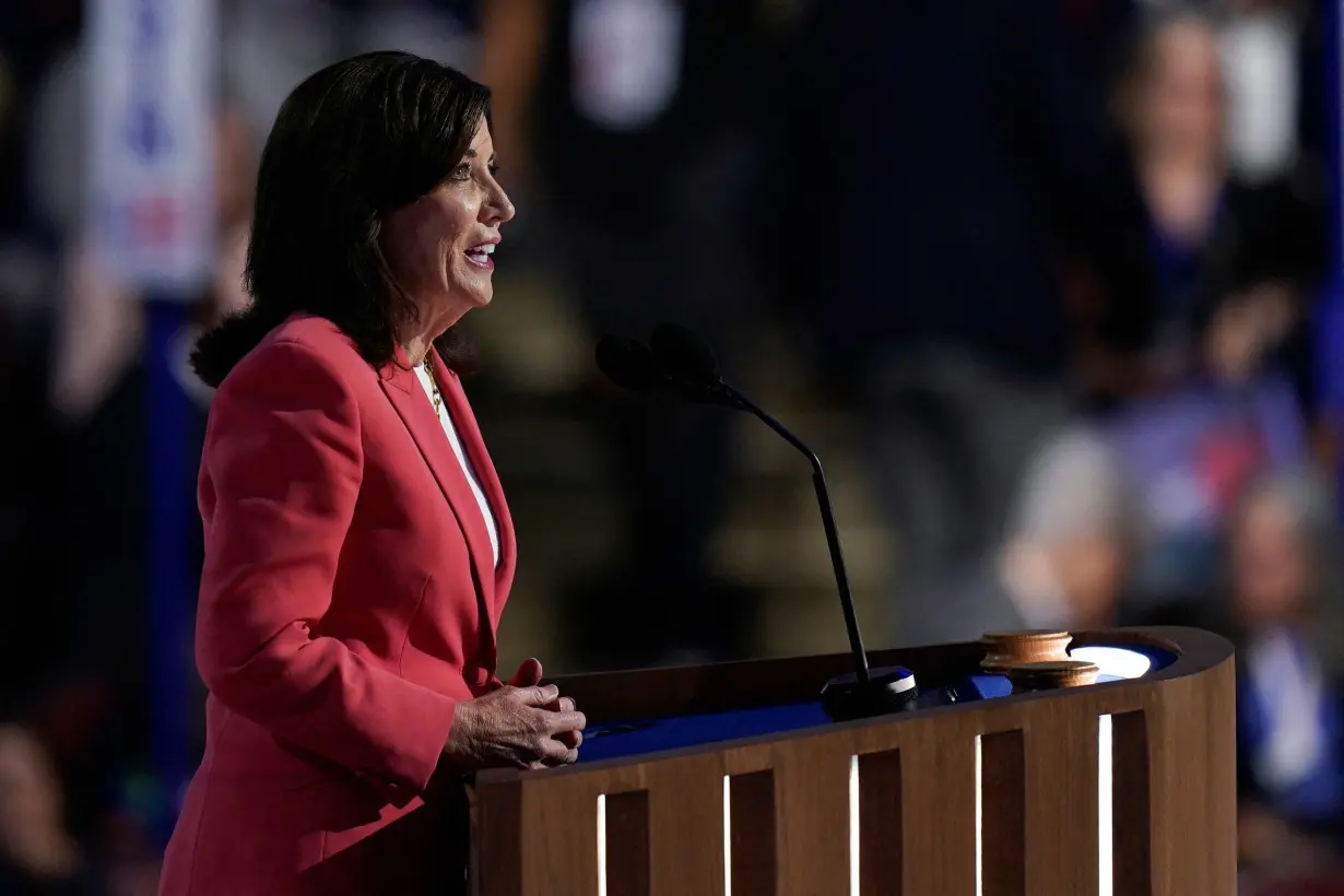 Hochul speaks at the Democratic National Convention in Chicago on August 19.