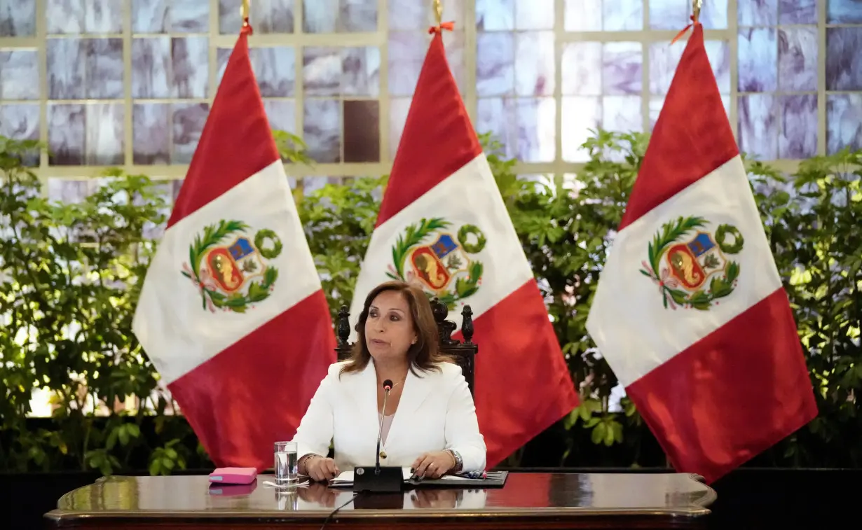 Peru's President Dina Boluarte meets with foreign press, in Lima