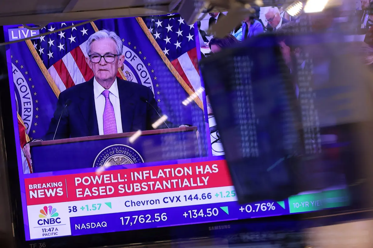 Federal Reserve Chair Jerome Powell interest rate announcement at the New York Stock Exchange (NYSE) in New York City