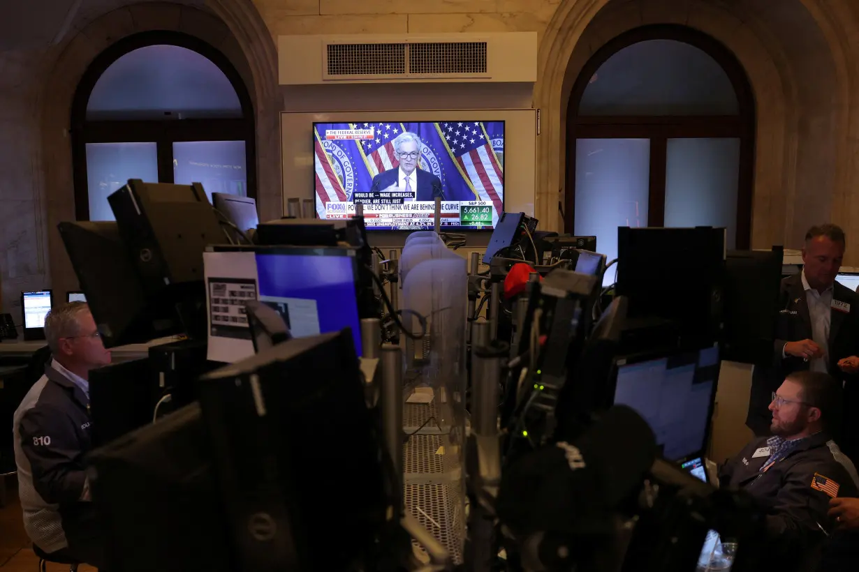 Federal Reserve Chair Jerome Powell interest rate announcement at the New York Stock Exchange (NYSE) in New York City