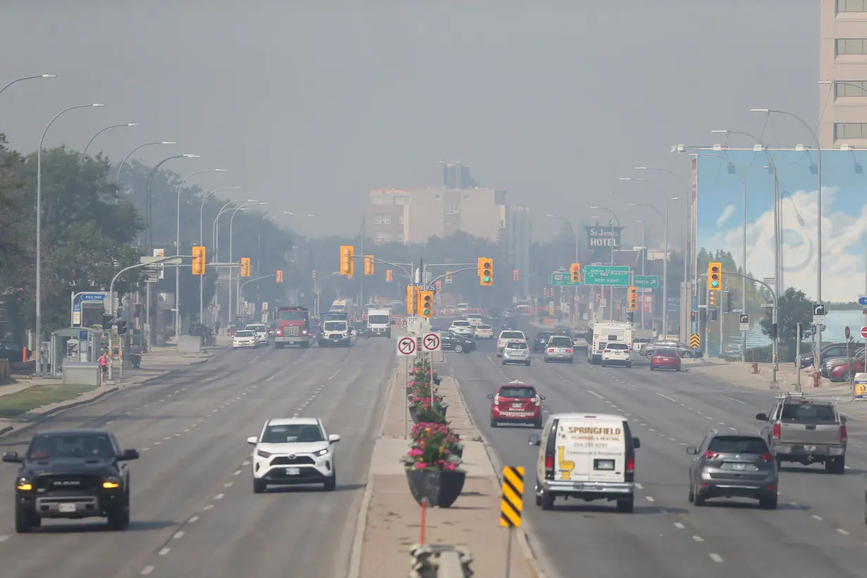 Haze covers the skyline in Winnipeg