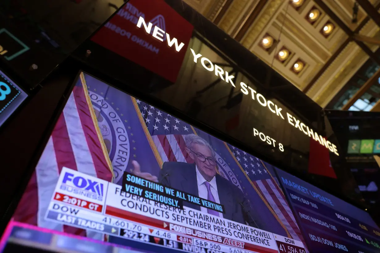 Federal Reserve Chair Jerome Powell interest rate announcement at the New York Stock Exchange (NYSE) in New York City