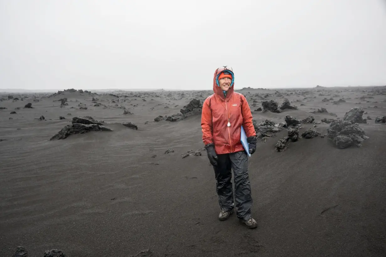 NASA astronaut Christina Koch participates on August 1 in crew geology training in Iceland ahead of the Artemis II mission.