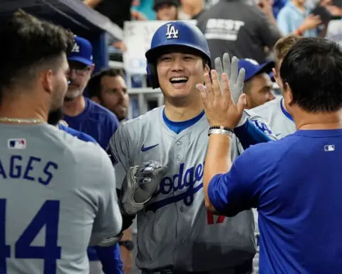 Los Angeles Dodgers’ Shohei Ohtani becomes first player to join 50-50 club