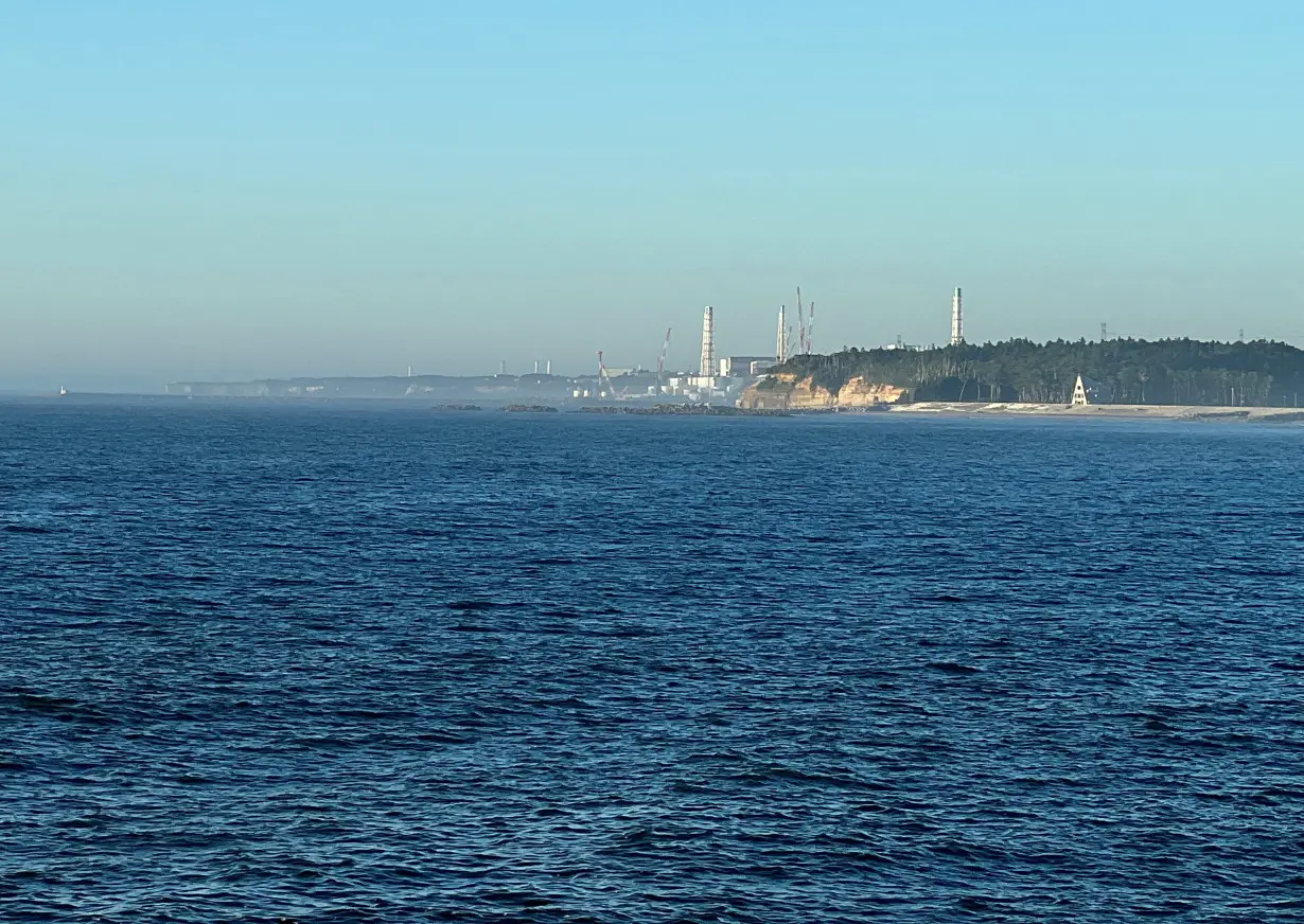 A view of the Fukushima Daiichi nuclear power plant seen from the nearby Ukedo fishing port in Namie town