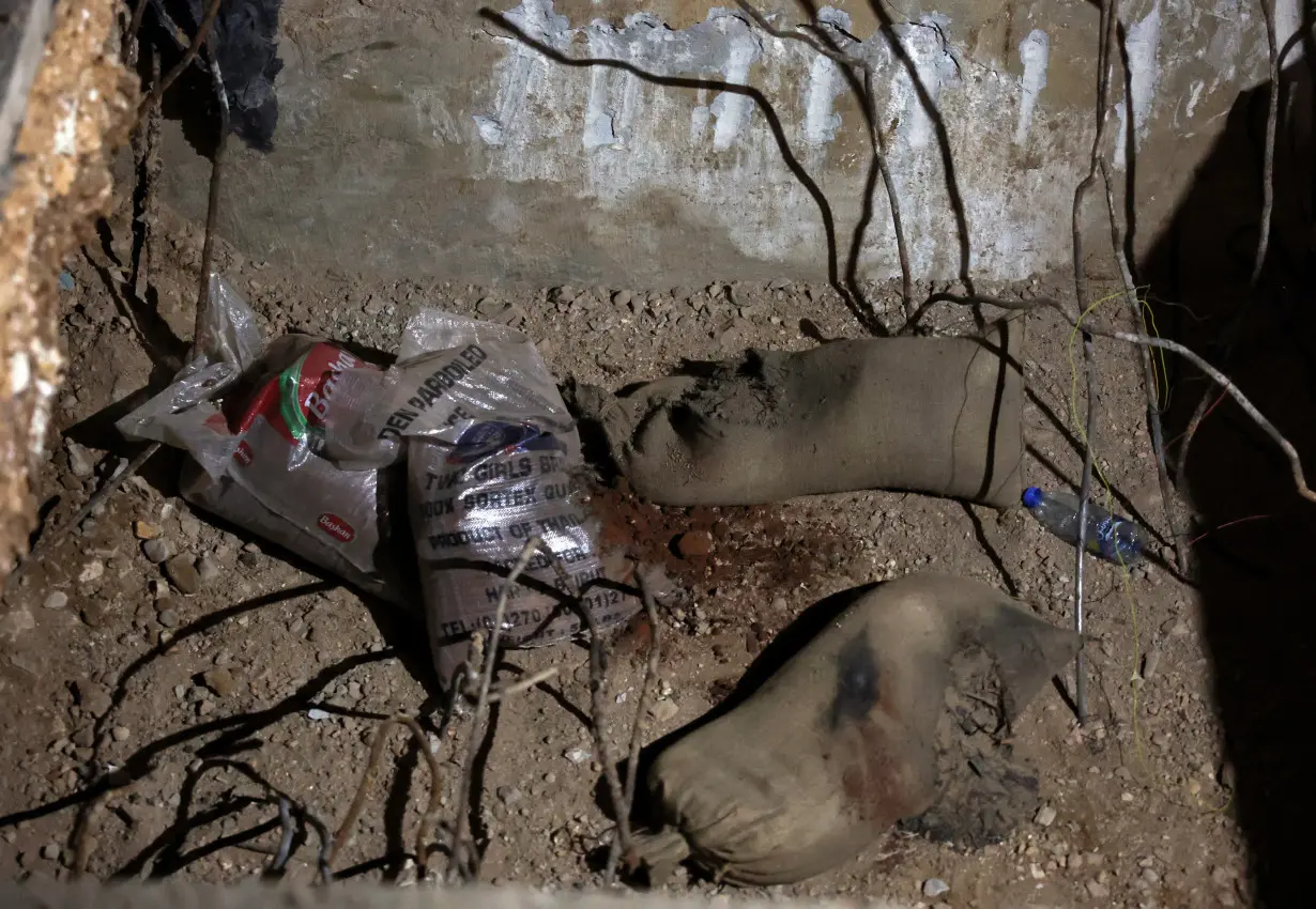 A view shows a hole where the Lebanese army carried out a controlled explosion of a walkie-talkie device outside the American University of Beirut Medical Center