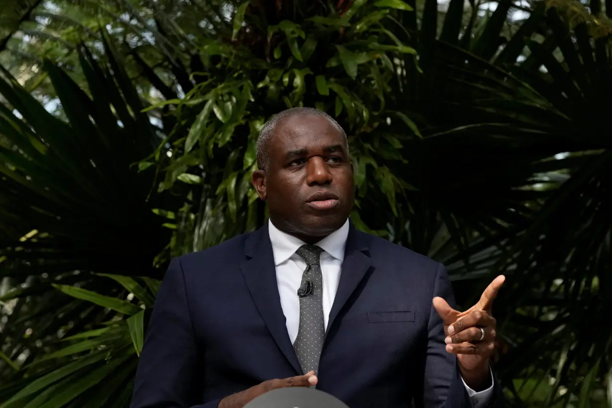 Britain's Foreign Secretary David Lammy speaks about climate and environment policy at Kew Gardens, in London