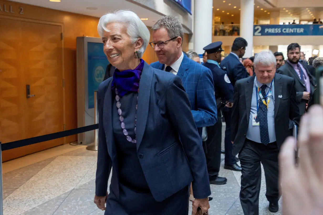 FILE PHOTO: European Central Bank (ECB) President Christine Lagarde arrives for IMF and World Bank meetings