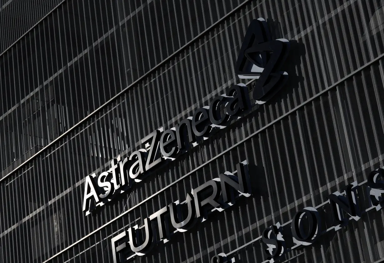 FILE PHOTO: An Astra Zeneca logo is pictured in Brussels