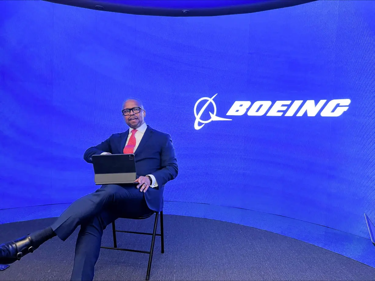 Boeing Defense, Space and Security CEO speaks to reporters at the Australian International Airshow in Avalon