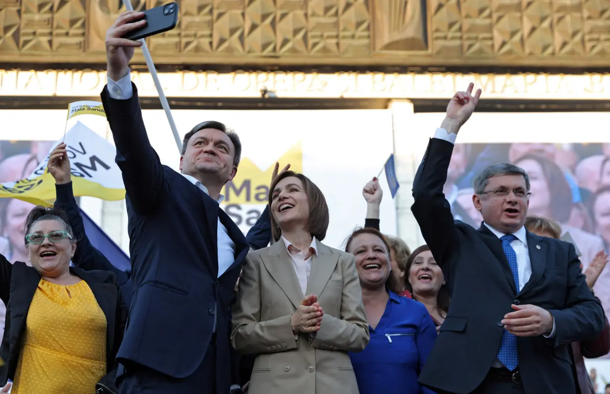 Moldovan incumbent President Maia Sandu holds a campaign rally in Chisinau