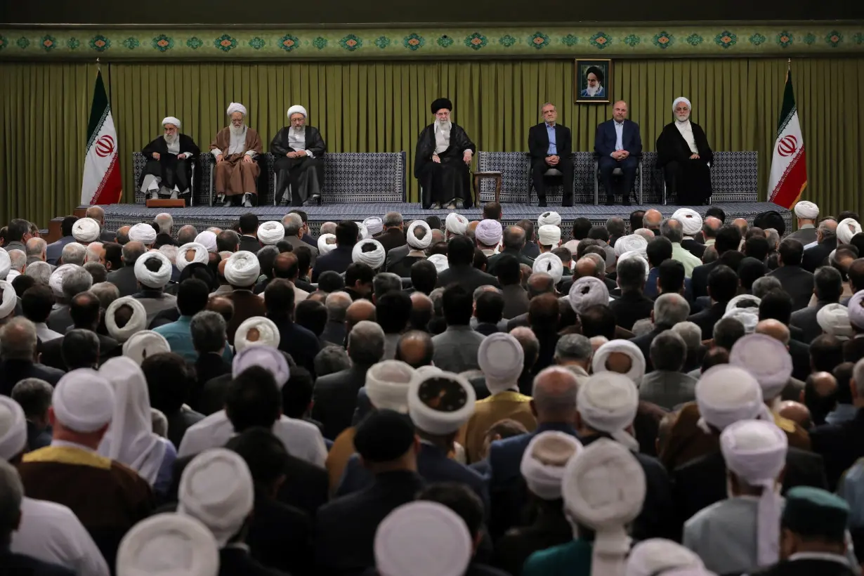 Iran's Supreme Leader Ayatollah Ali Khamenei speaks during a meeting in Tehran