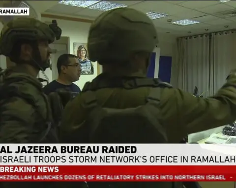 Israel raids and shuts down Al Jazeera's bureau in Ramallah in the West Bank