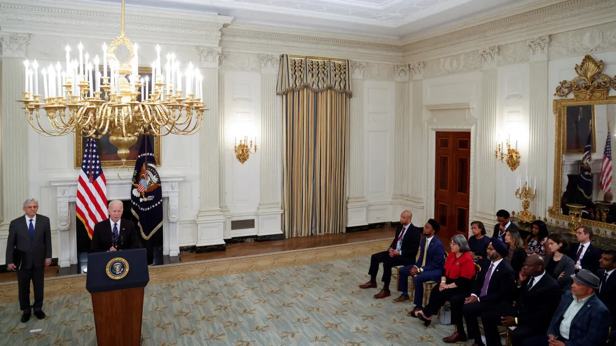 FILE PHOTO: U.S. President Joe Biden delivers remarks on steps to curtail U.S. gun violence, in Washington