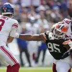 Browns defensive end Myles Garrett to undergo MRI on foot after struggling in loss to Giants