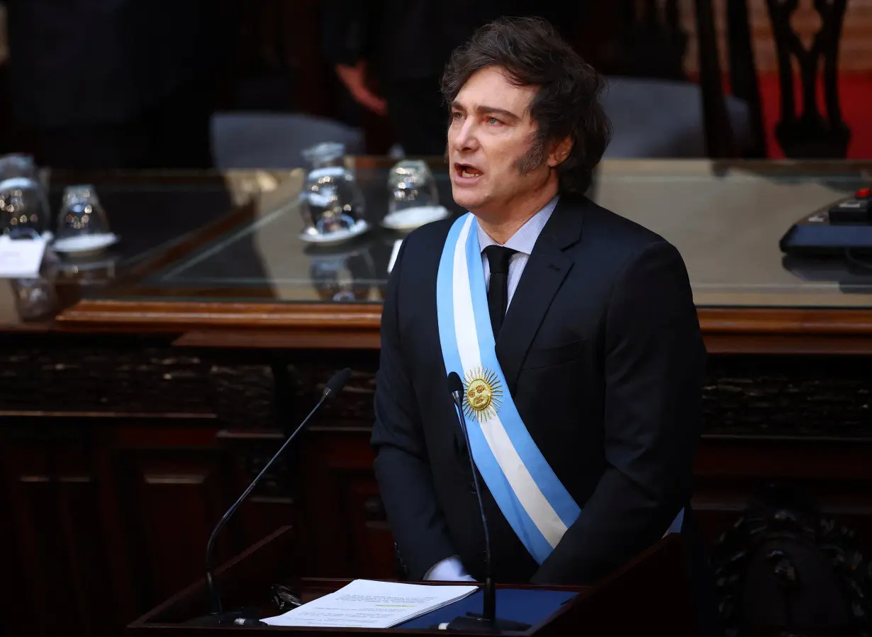 Argentine President Javier Milei presents fiscal year 2025 budget, in Buenos Aires