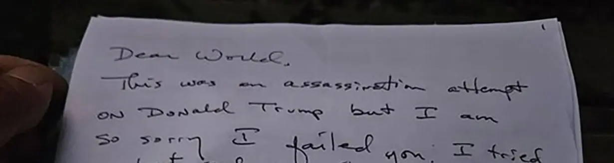 Man suspected of apparent assassination attempt against Trump left a letter detailing his plans, prosecutors say