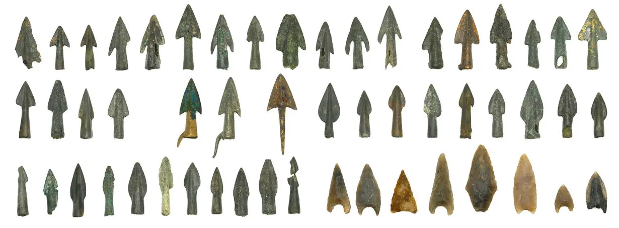 Researchers uncovered a variety of bronze and flint arrowheads at the Tollense Valley site.