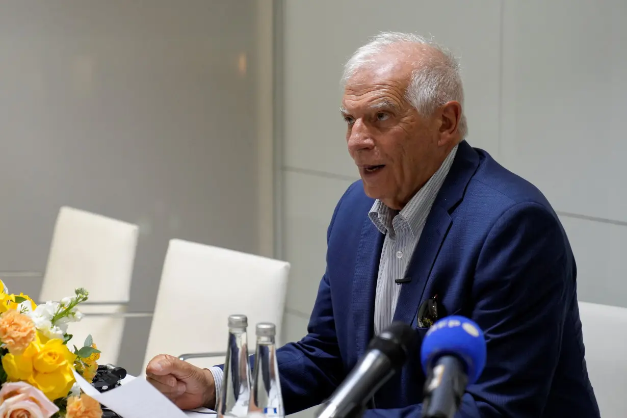 European Union foreign policy chief Josep Borrell speaks during a press conference in Dubai