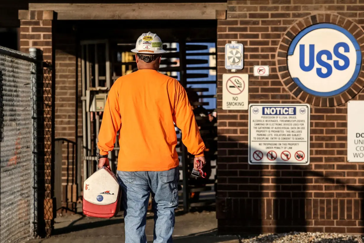 FILE PHOTO: A steel worker returns to U.S. Steel Granite City Works in Granite City