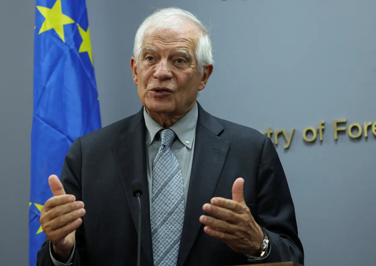 European Union foreign policy chief Josep Borrell attends a press conference with Lebanon's caretaker Foreign Minister Abdallah Bou Habib at the Ministry of Foreign Affairs, in Beirut