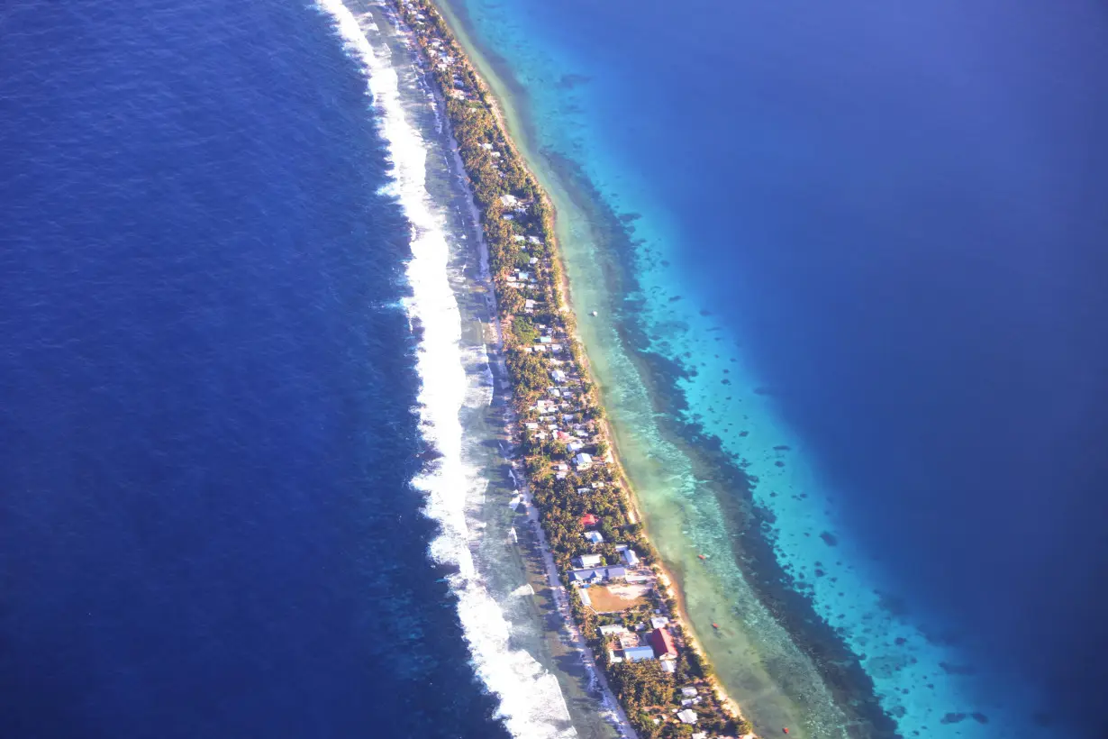 Aerial view of Funafuti, Tuvalu's most populous island