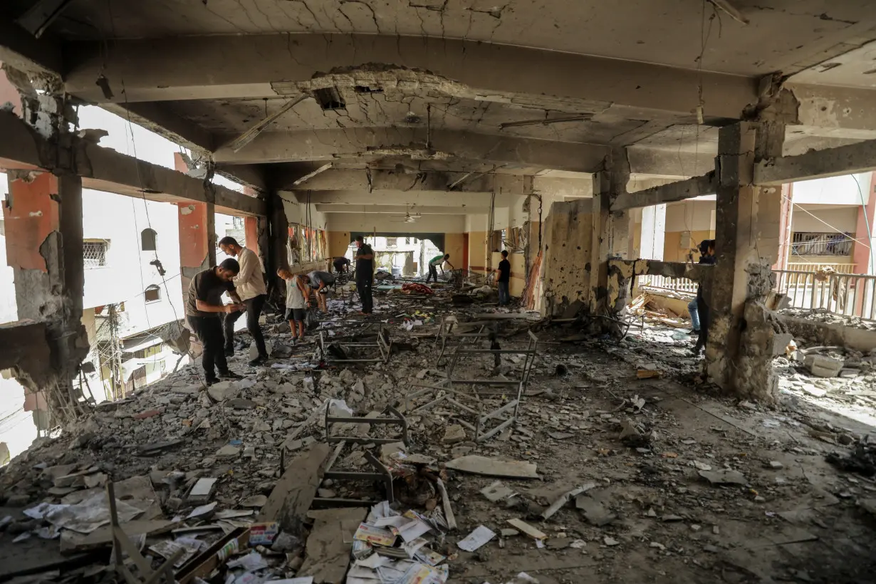 Site of an Israeli strike on a school sheltering displaced people, in Gaza City