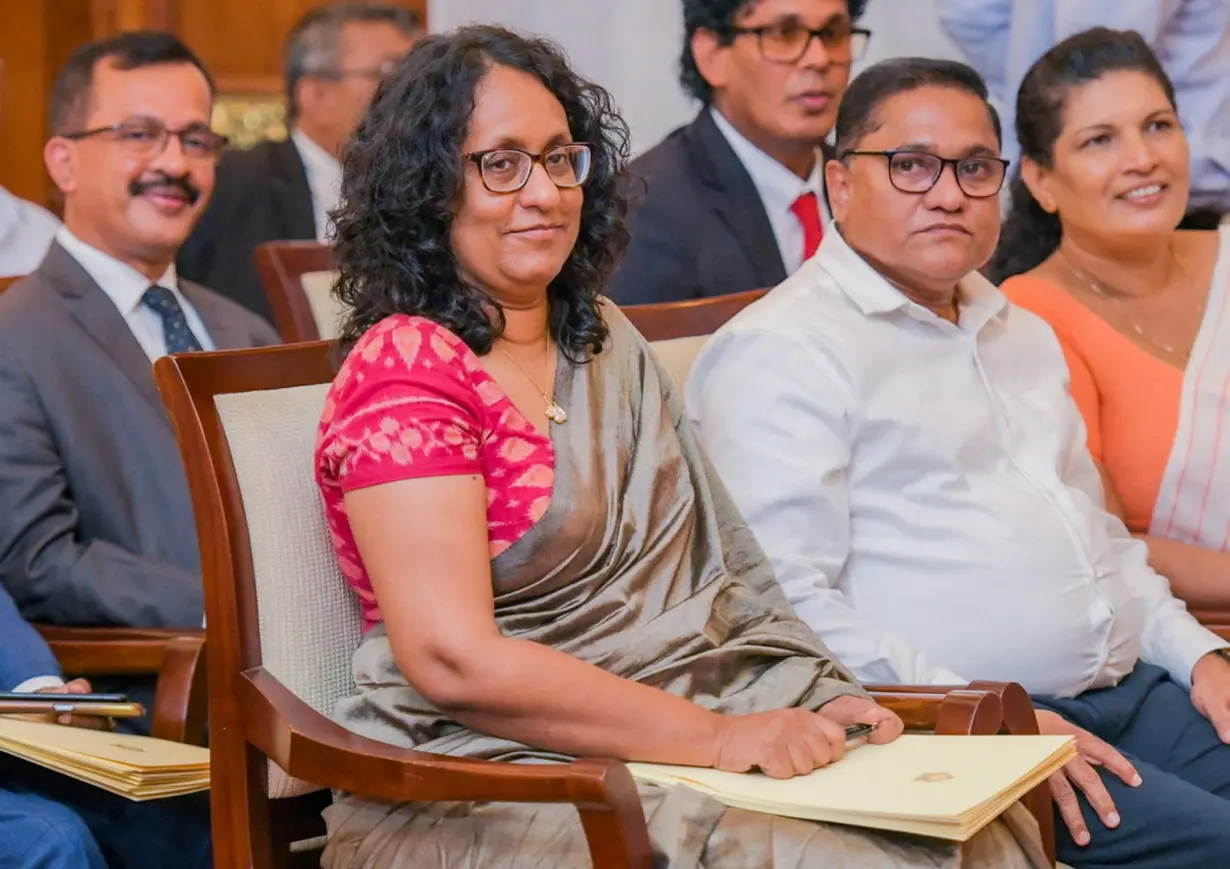 Sri Lankan Prime Minister Harini Amarasuriya is seen during her swearing-in ceremony, at the Presidential Secretariat, in Colombo