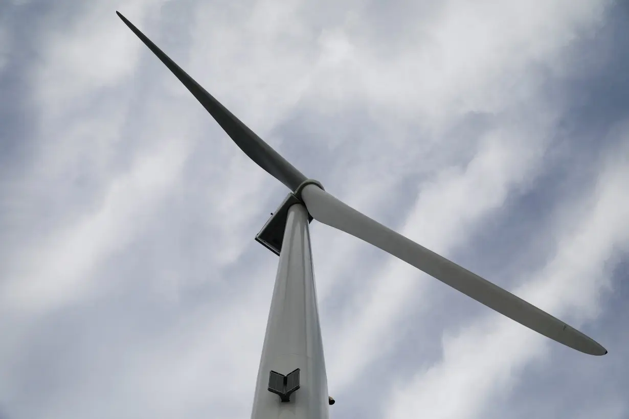 FILE PHOTO: A turbine of the WindFloat Atlantic Project, a floating offshore wind-power generating platform, is seen 20 kilometers off the coast in Viana do Castelo