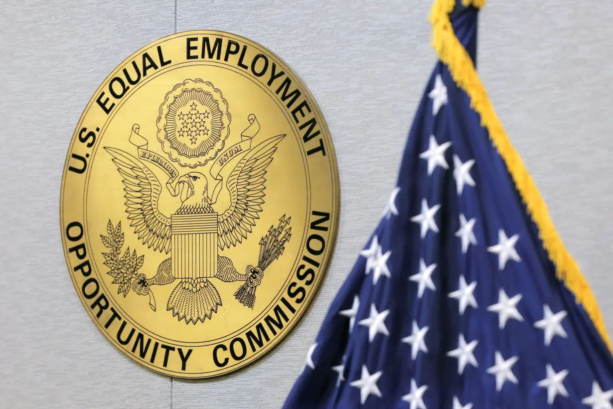 FILE PHOTO: The seal of the United States Equal Employment Opportunity Commission (EEOC) is seen at its headquarters in Washington, D.C.