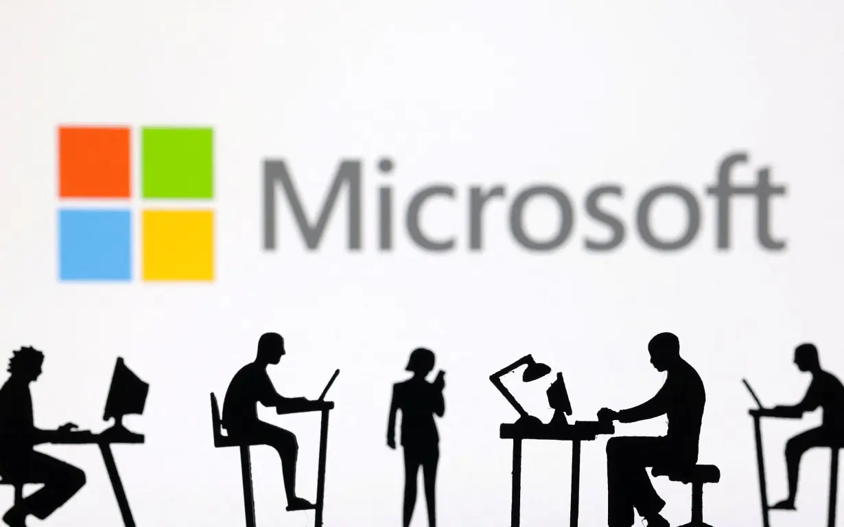 Illustration shows Microsoft Corporation logo