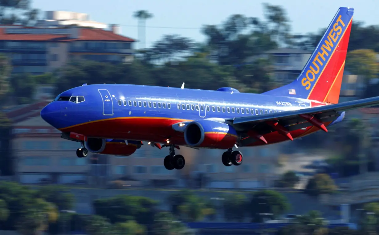 FILE PHOTO: Southwest Airlines jet comes in to land at Lindbergh Field in San Diego, California