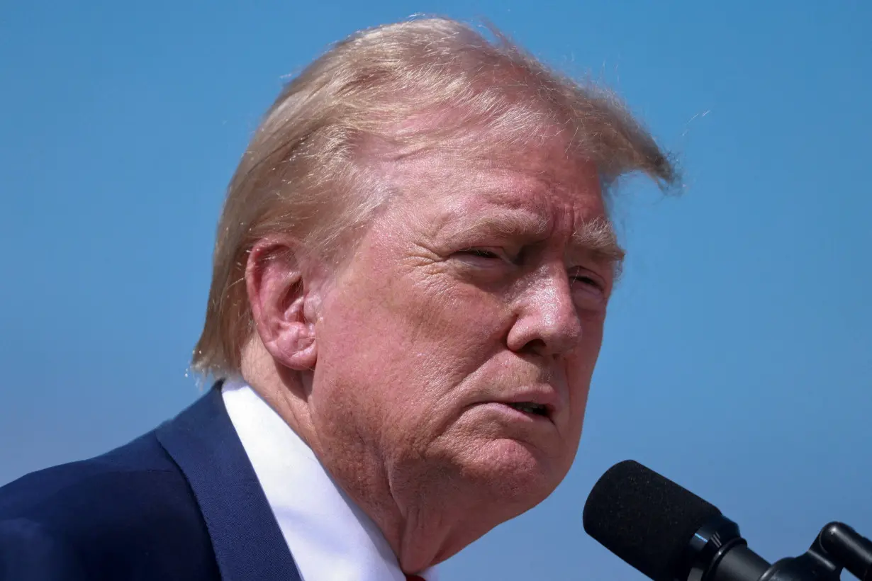 FILE PHOTO: Republican presidential nominee and former U.S. President Donald Trump holds a press conference at Trump National Golf Club, near Los Angeles