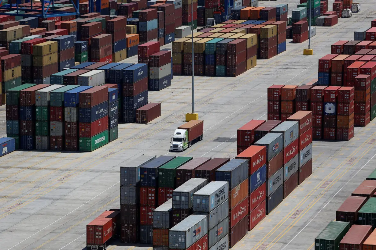 FILE PHOTO: Shipping containers are stacked for storage at Wando Welch Terminal operated by the South Carolina Ports Authority in Mount Pleasant