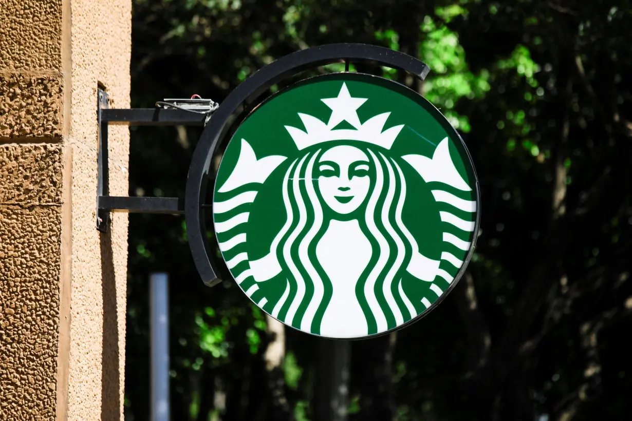 FILE PHOTO: The logo of the American coffee company Starbucks is seen in Mexico City